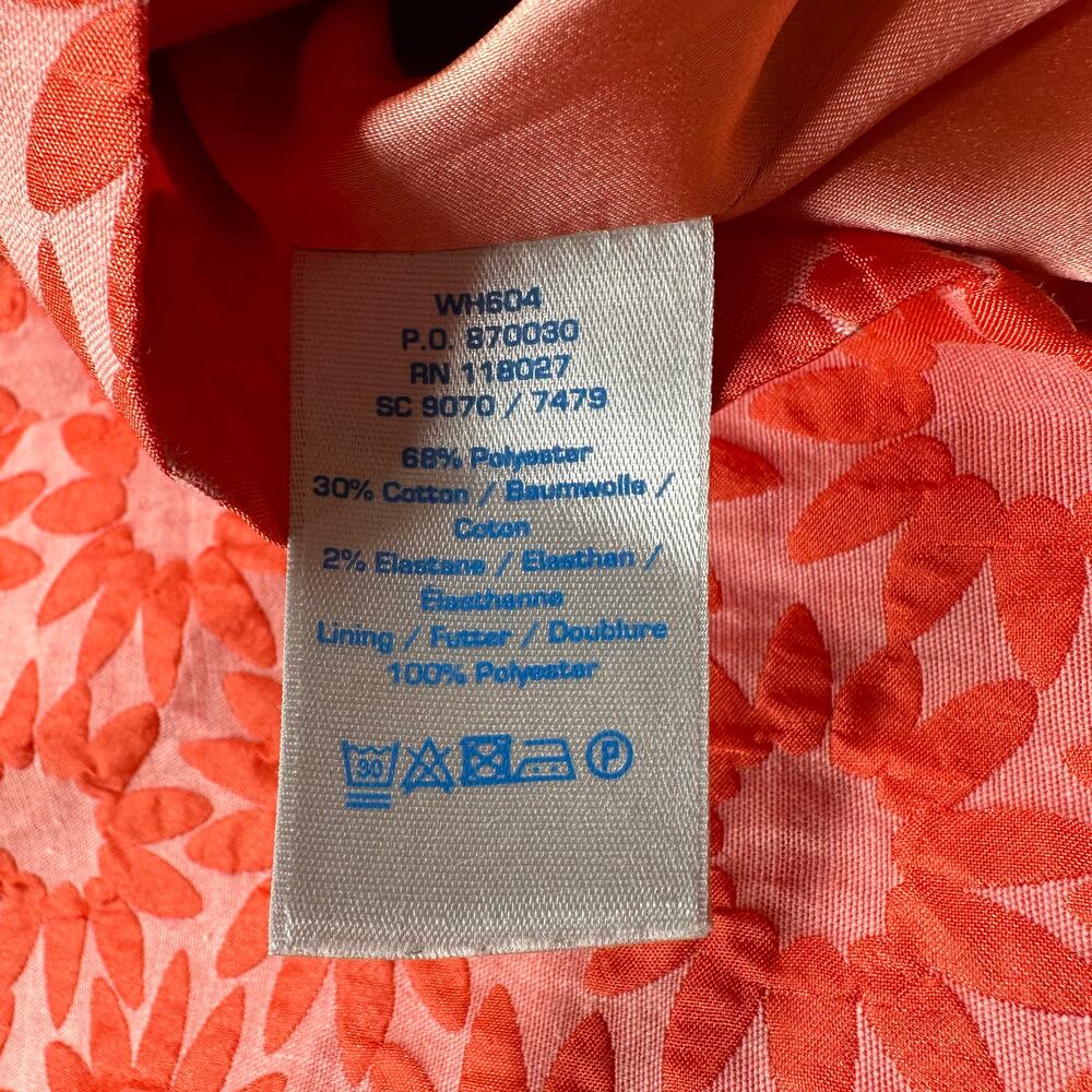 Boden Dress Women 10 Long Coral Orange Daisy Jacquard Floral Sheath Pockets - Picture 5 of 12